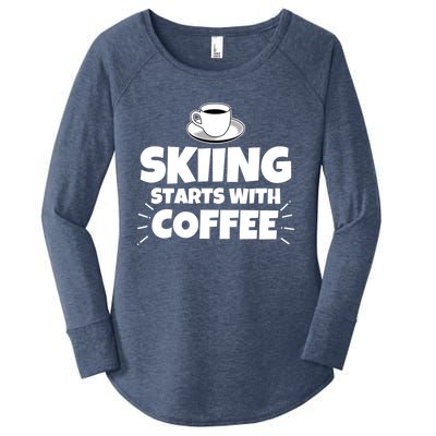 Skiing Starts With Coffee Funny Funny Gift Women's Perfect Tri Tunic Long Sleeve Shirt