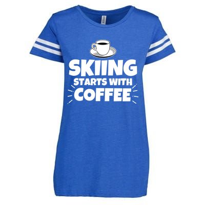 Skiing Starts With Coffee Funny Funny Gift Enza Ladies Jersey Football T-Shirt