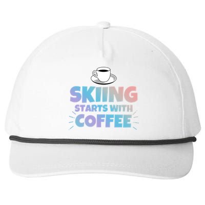 Skiing Starts With Coffee Funny Gift Snapback Five-Panel Rope Hat