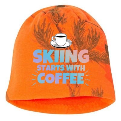 Skiing Starts With Coffee Funny Gift Kati - Camo Knit Beanie