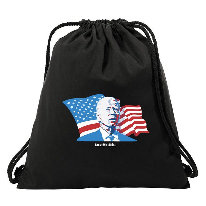 Stevewilldoit Steve Will Do It With Flag Drawstring Bag