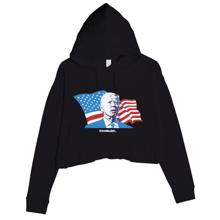 Stevewilldoit Steve Will Do It With Flag Crop Fleece Hoodie