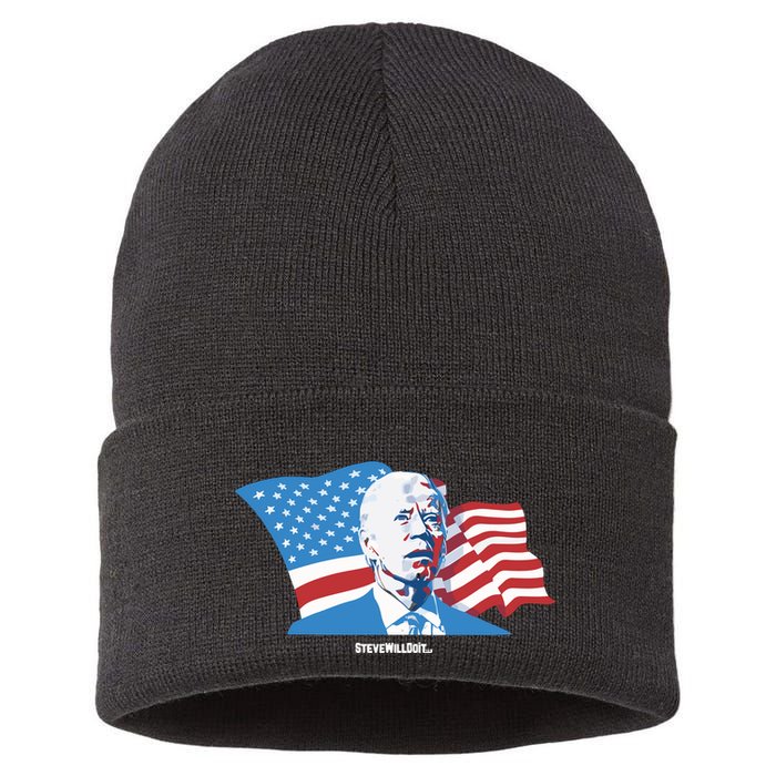 Stevewilldoit Steve Will Do It With Flag Sustainable Knit Beanie