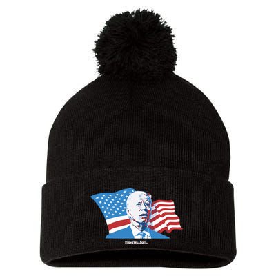 Stevewilldoit Steve Will Do It With Flag Pom Pom 12in Knit Beanie