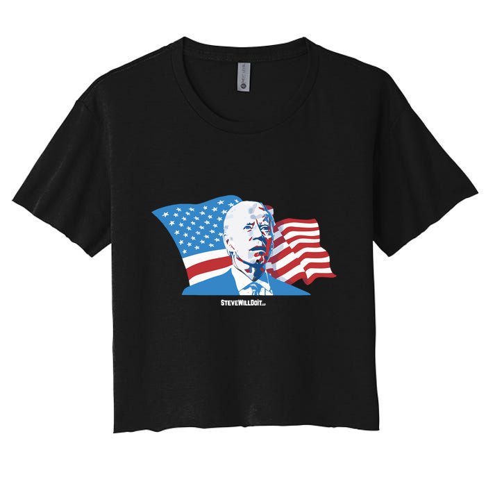 Stevewilldoit Steve Will Do It With Flag Crop Top