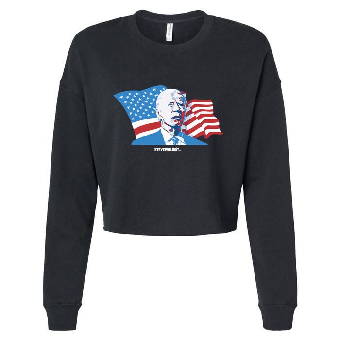 Stevewilldoit Steve Will Do It With Flag Cropped Pullover Crew