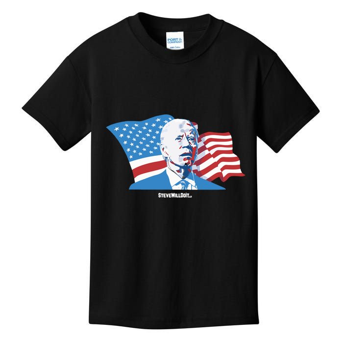Stevewilldoit Steve Will Do It With Flag Kids T-Shirt