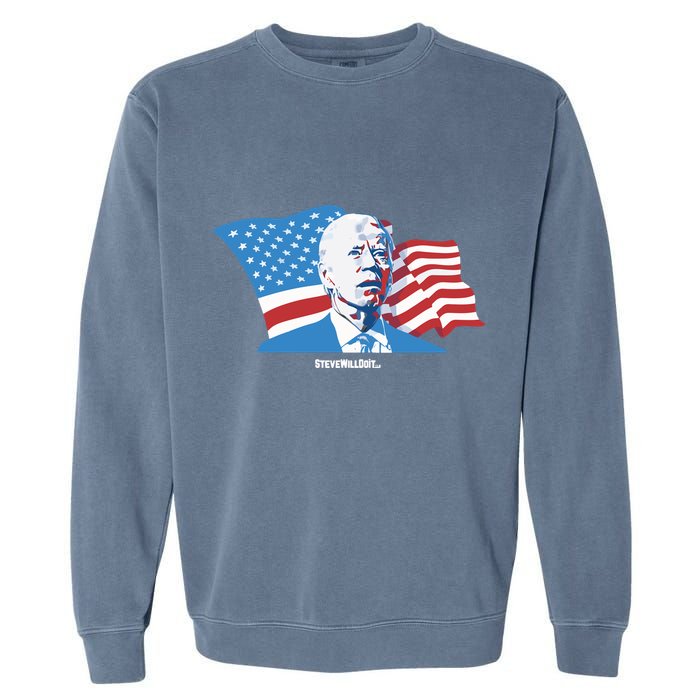 Stevewilldoit Steve Will Do It With Flag Garment-Dyed Sweatshirt