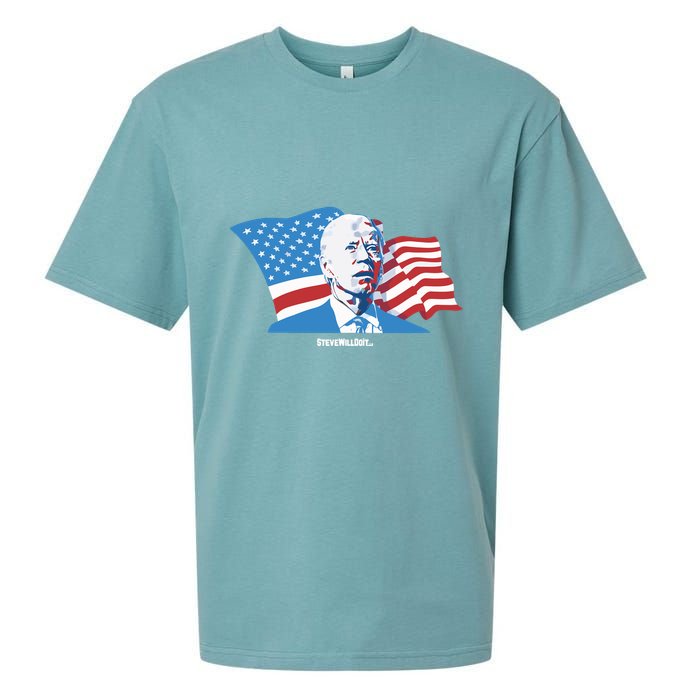 Stevewilldoit Steve Will Do It With Flag Sueded Cloud Jersey T-Shirt