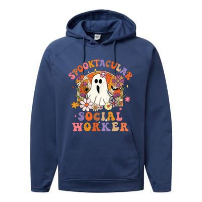 Spooktacular Social Worker Happy Halloween Spooky Matching Performance Fleece Hoodie