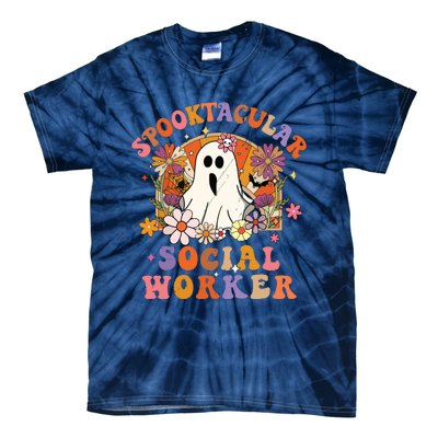 Spooktacular Social Worker Happy Halloween Spooky Matching Tie-Dye T-Shirt