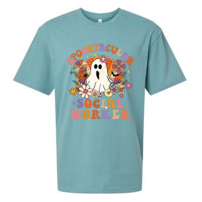 Spooktacular Social Worker Happy Halloween Spooky Matching Sueded Cloud Jersey T-Shirt