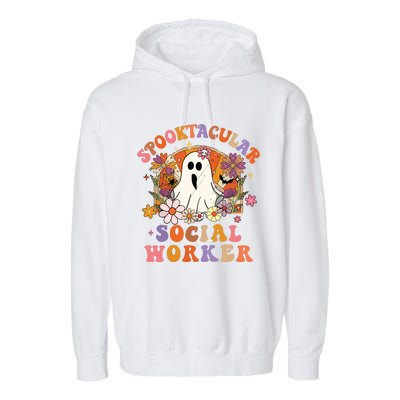 Spooktacular Social Worker Happy Halloween Spooky Matching Garment-Dyed Fleece Hoodie