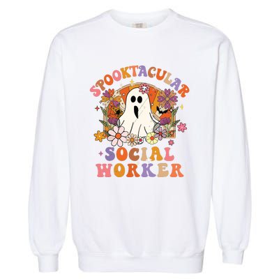 Spooktacular Social Worker Happy Halloween Spooky Matching Garment-Dyed Sweatshirt