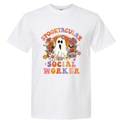 Spooktacular Social Worker Happy Halloween Spooky Matching Garment-Dyed Heavyweight T-Shirt