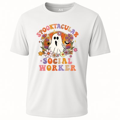 Spooktacular Social Worker Happy Halloween Spooky Matching Cooling Performance Crew T-Shirt