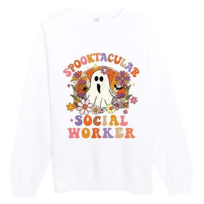 Spooktacular Social Worker Happy Halloween Spooky Matching Premium Crewneck Sweatshirt