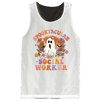 Spooktacular Social Worker Happy Halloween Spooky Matching Mesh Reversible Basketball Jersey Tank