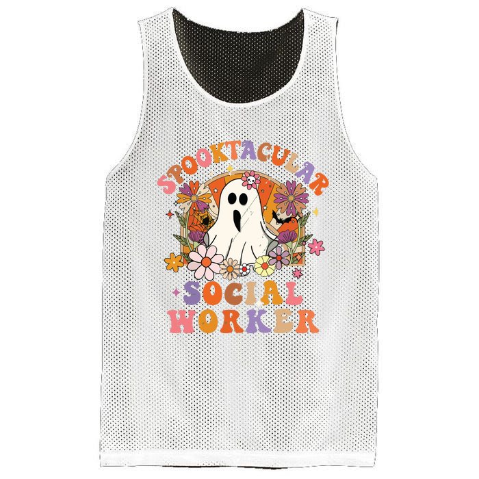 Spooktacular Social Worker Happy Halloween Spooky Matching Mesh Reversible Basketball Jersey Tank