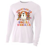 Spooktacular Social Worker Happy Halloween Spooky Matching Cooling Performance Long Sleeve Crew