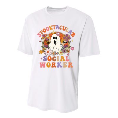 Spooktacular Social Worker Happy Halloween Spooky Matching Performance Sprint T-Shirt