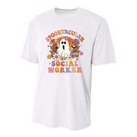 Spooktacular Social Worker Happy Halloween Spooky Matching Youth Performance Sprint T-Shirt