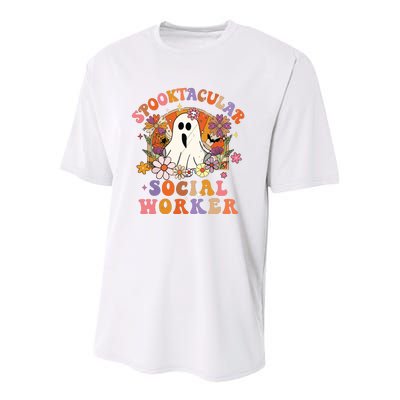 Spooktacular Social Worker Happy Halloween Spooky Matching Youth Performance Sprint T-Shirt