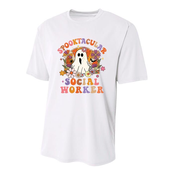 Spooktacular Social Worker Happy Halloween Spooky Matching Youth Performance Sprint T-Shirt