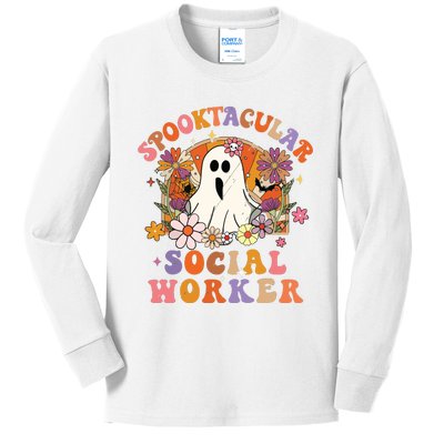 Spooktacular Social Worker Happy Halloween Spooky Matching Kids Long Sleeve Shirt