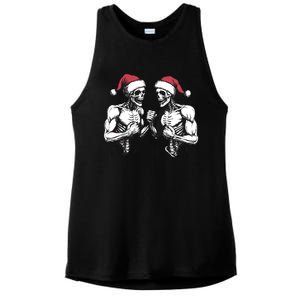 Santa Skeleton Wrestling Wrestler Halloween Christmas Xmas Ladies PosiCharge Tri-Blend Wicking Tank