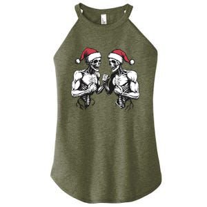 Santa Skeleton Wrestling Wrestler Halloween Christmas Xmas Women's Perfect Tri Rocker Tank