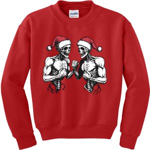 Santa Skeleton Wrestling Wrestler Halloween Christmas Xmas Kids Sweatshirt