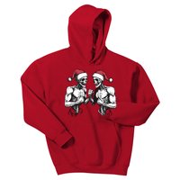 Santa Skeleton Wrestling Wrestler Halloween Christmas Xmas Kids Hoodie