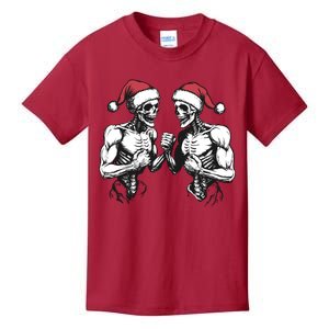 Santa Skeleton Wrestling Wrestler Halloween Christmas Xmas Kids T-Shirt