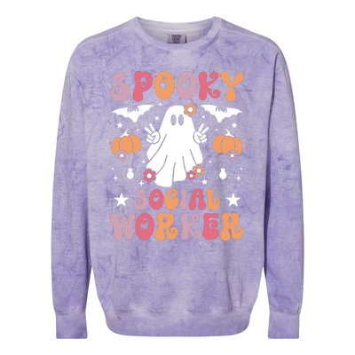 Spooky Social Worker Halloween Best Social Workers Colorblast Crewneck Sweatshirt