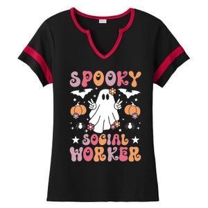 Spooky Social Worker Halloween Best Social Workers Ladies Halftime Notch Neck Tee