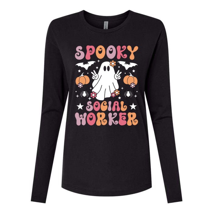 Spooky Social Worker Halloween Best Social Workers Womens Cotton Relaxed Long Sleeve T-Shirt