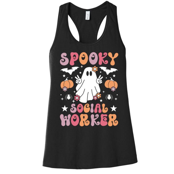 Spooky Social Worker Halloween Best Social Workers Women's Racerback Tank