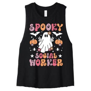 Spooky Social Worker Halloween Best Social Workers Women's Racerback Cropped Tank