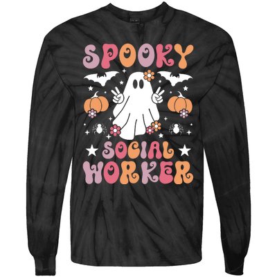 Spooky Social Worker Halloween Best Social Workers Tie-Dye Long Sleeve Shirt