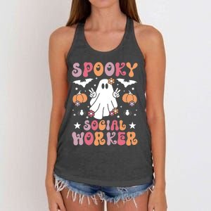 Spooky Social Worker Halloween Best Social Workers Women's Knotted Racerback Tank