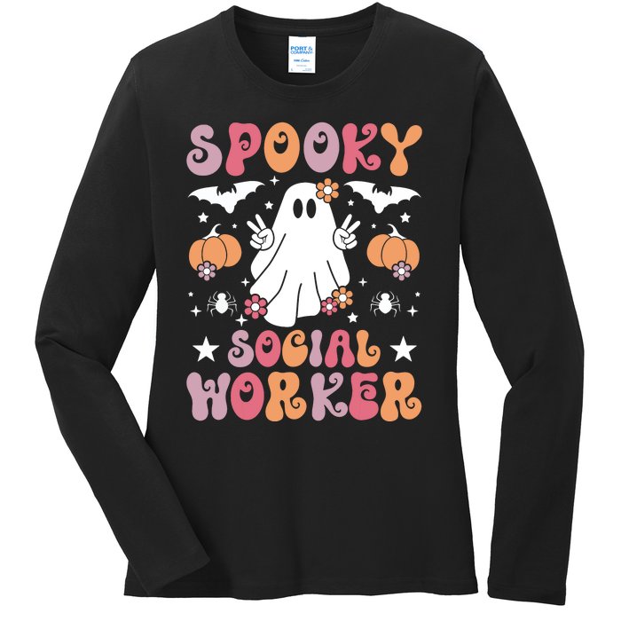 Spooky Social Worker Halloween Best Social Workers Ladies Long Sleeve Shirt