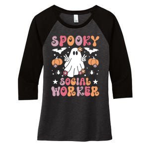 Spooky Social Worker Halloween Best Social Workers Women's Tri-Blend 3/4-Sleeve Raglan Shirt