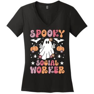 Spooky Social Worker Halloween Best Social Workers Women's V-Neck T-Shirt