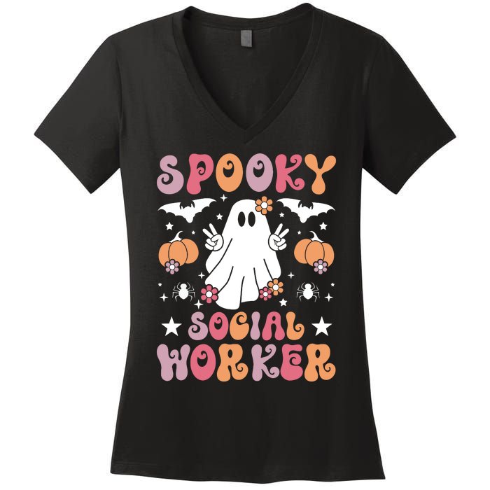 Spooky Social Worker Halloween Best Social Workers Women's V-Neck T-Shirt