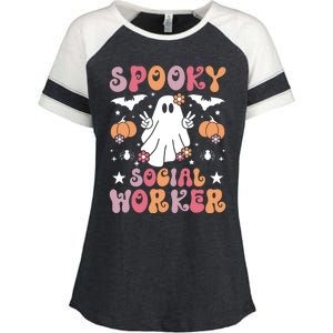 Spooky Social Worker Halloween Best Social Workers Enza Ladies Jersey Colorblock Tee