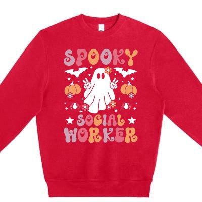 Spooky Social Worker Halloween Best Social Workers Premium Crewneck Sweatshirt