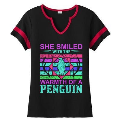 She Smiled With The Warmth Of A Penguin Ladies Halftime Notch Neck Tee