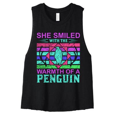 She Smiled With The Warmth Of A Penguin Women's Racerback Cropped Tank