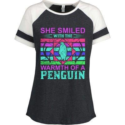 She Smiled With The Warmth Of A Penguin Enza Ladies Jersey Colorblock Tee